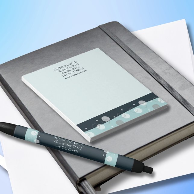 Bloc-note Services minimaux de nettoyage moderne en bleu fon (Créateur téléchargé)