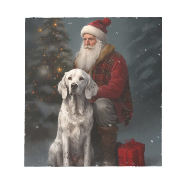 Bloc-note Setter Anglais avec le Père Noël Noël Festif (Devant)