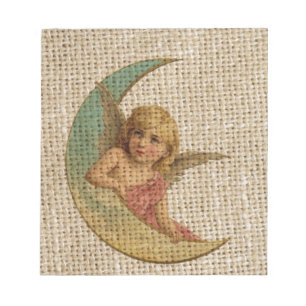 Bloc-note Shabby chic burlap croissant lune ange victorienne
