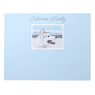 Bloc-note Sibérie Husky (argent et blanc) Peinture Chien Art