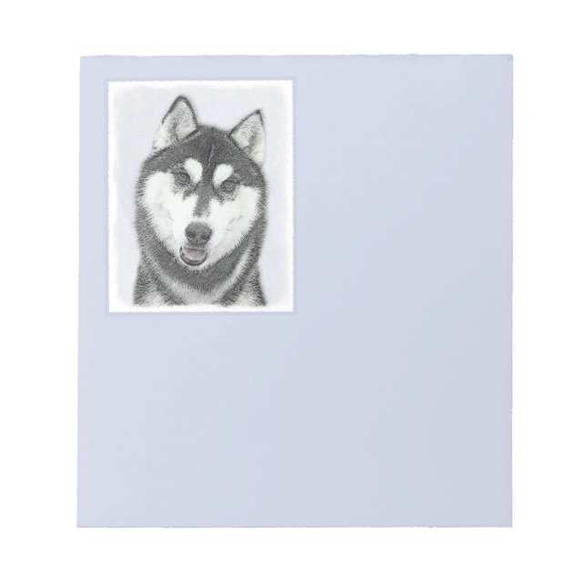 Bloc-note Sibérie Husky (noir et blanc) Peinture Chien Art (Devant)