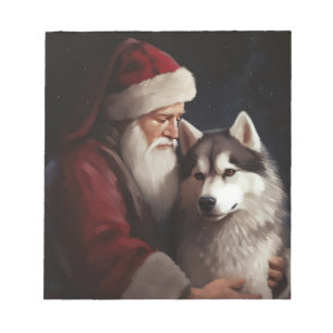 Bloc-note Sibérien Husky avec Noël Festif du Père Noël