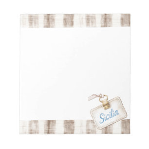 Bloc-note Sicile Crème Brun Rustique Rayures