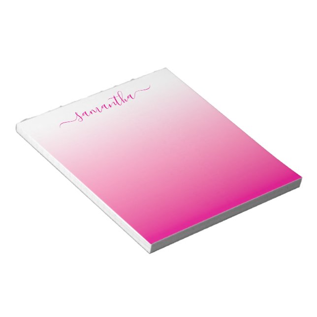 Bloc-note Signature Féminin Dégradé Rose Chaud (Incliné)