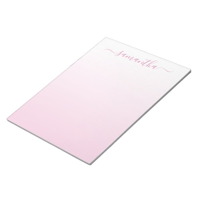 Bloc-note Signature Féminine à Dégradé de Blanc à Rose Clair (Incliné)
