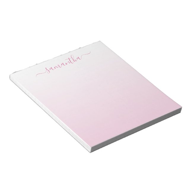 Bloc-note Signature Féminine Dégradé Rose Pâle Blanc (Incliné)