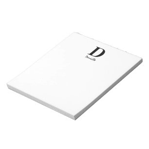 Bloc-note Signature initiale de monogramme minimaliste noir