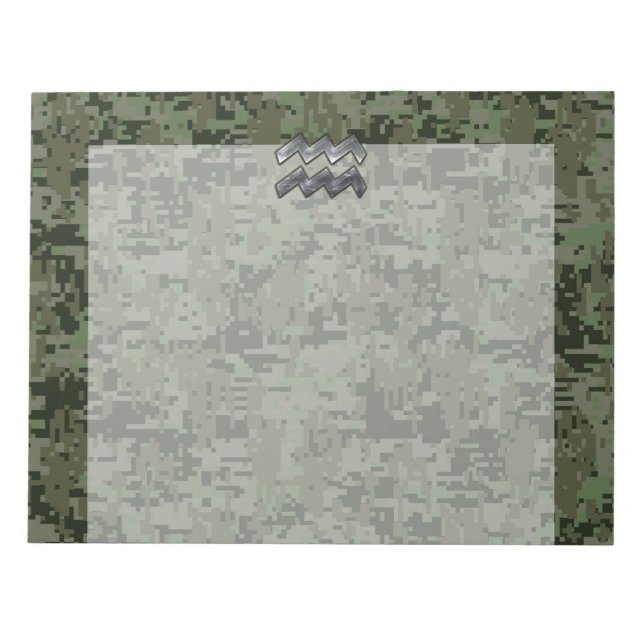 Bloc-note Signe du zodiaque Verseau sur camouflage numérique (Devant)