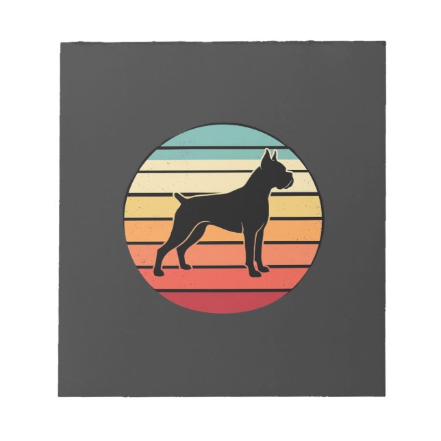 Bloc-note Silhouette de chien Boxer au coucher du soleil Vin (Devant)