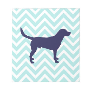 Bloc-note Silhouette de chien en bleu foncé sur Motif Chevro