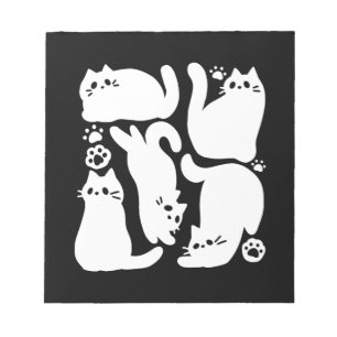 Bloc-note Silhouettes de chaton blanc - Design Feline mignon