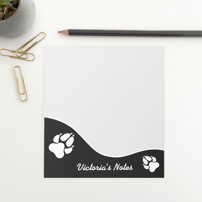 Bloc-note Silhouettes de pattes de chien noir et blanc & tex (Ideal design for pet owners, animal lovers and people who work within the pet industry.)