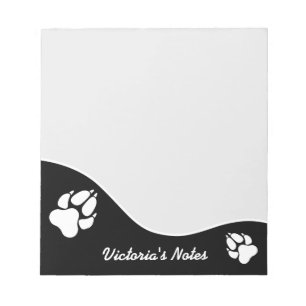 Bloc-note Silhouettes de pattes de chien noir et blanc & tex