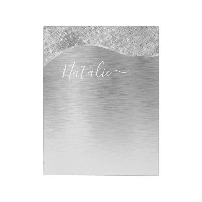 Bloc-note Silver Glitter Glam Bling Personalized (Tourné)