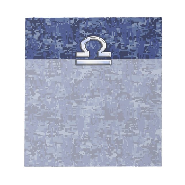 Bloc-note Silver Libra Zodiac Sign on blue digital camo (Devant)