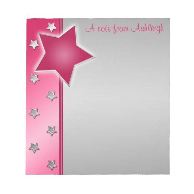 Bloc-note Silver, Pink, and Red Stars Notepad II (Devant)
