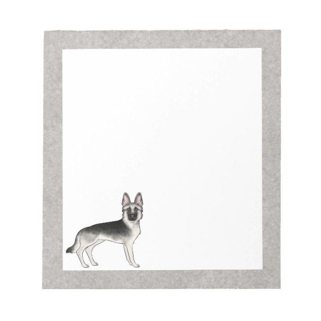 Bloc-note Silver Sable German Shepherd'un joli dessin animé  (Devant)