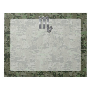 Bloc-note Silver Scorpio Zodiac Sign Woodland Digital Camo