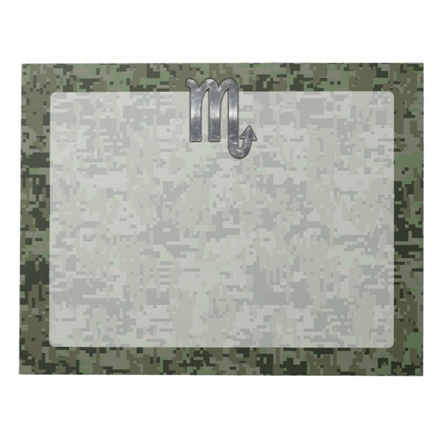 Bloc-note Silver Scorpio Zodiac Sign Woodland Digital Camo (Devant)