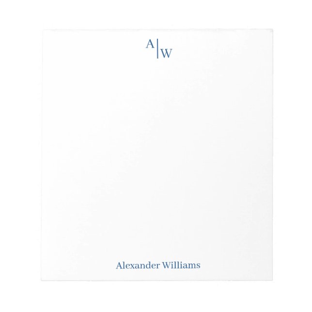 Bloc-note Simple 2 Monogram Initial Professional Navy Blue (Devant)