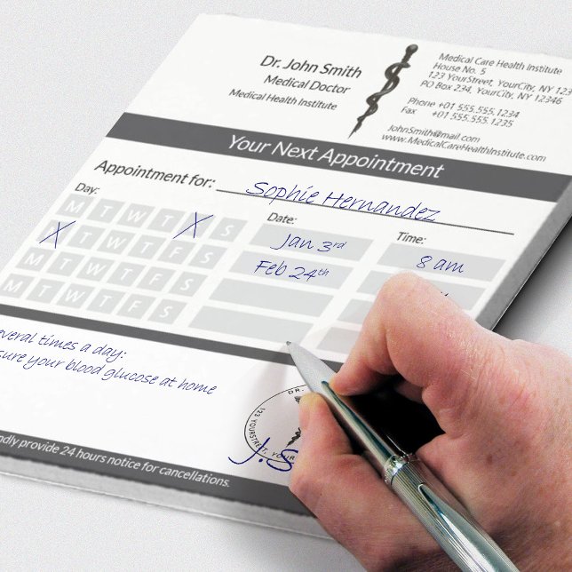 Bloc-note Simple Asclepius Noir Blanc Médicale Rendez-vous (Créateur téléchargé)