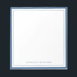 Bloc-note Simple Basic Navy Blue Border Stationery<br><div class="desc">Elevate your correspondence with this simple and elegant navy blue border stationery notepad. Designed for a timeless and sophisticated look, this card features a clean white background framed by a classic navy blue border, making it perfect for personal or professional use. Whether you're writing thank-you notes, personal messages, or business...</div>