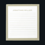 Bloc-note Simple Blanc Sage Vert Nom Typographique Lined<br><div class="desc">Un bloc-notes professionnel doublé d'un design minimaliste en vert sauge et blanc. Initiale monogramme personnalisée et nom sur un simple arrière - plan blanc,  encadré par une bordure verte sage. Personnalisez-vous en utilisant les champs fournis ou utilisez le bouton "message" pour contacter le concepteur pour obtenir de l'aide.</div>