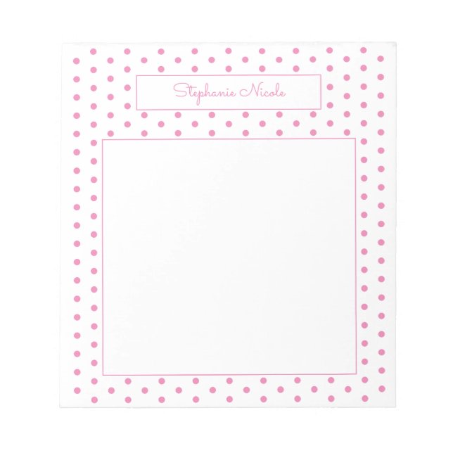 Bloc-note Simple Bordure Mince Personnalisée Rose à Points (Devant)
