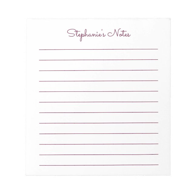 Bloc-note Simple élégante Rouge Brown Linage Personnalisé (Devant)