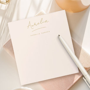 Bloc-note Simple Élégante Signature Minimal Rose Pâle Or