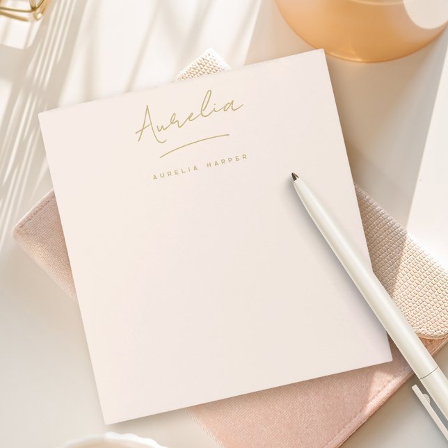 Bloc-note Simple Élégante Signature Minimal Rose Pâle Or (Créateur téléchargé)