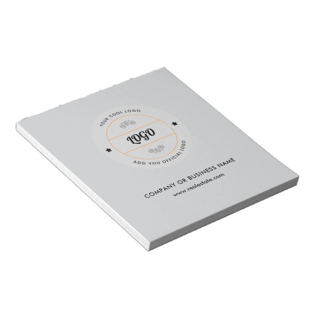 Bloc-note Simple logo d'entreprise rond et texte personnalis (Incliné)
