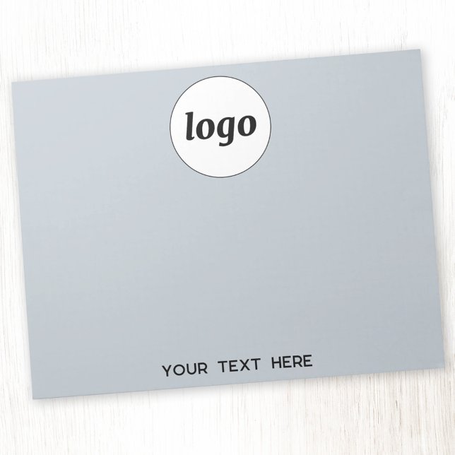 Bloc-note Simple Logo Texte Professionnel Promotionnel Bleu (Logo and custom text professional business promotional notepad)