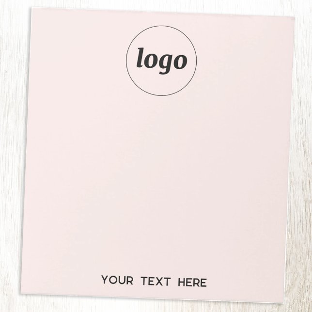 Bloc-note Simple Logo Texte Professionnel Promotionnel Blush (Logo with custom text business promotional blush pink notepad)