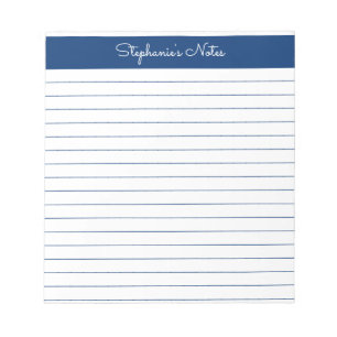 Bloc-note Simple Marine Blue Lined Personalized