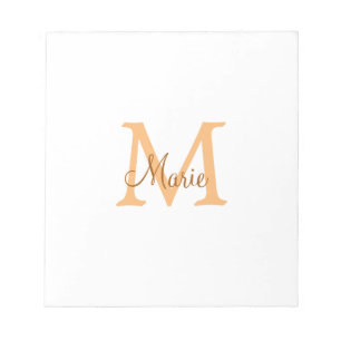 Bloc-note simple minimal ajouter nom monogramme orange marro