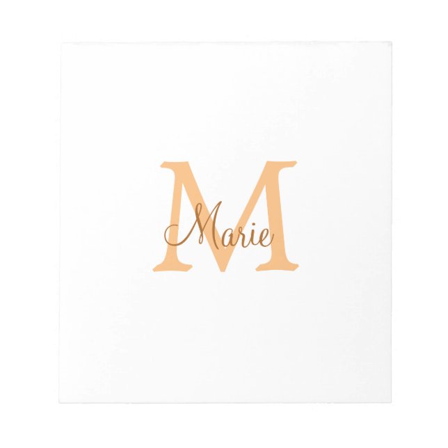 Bloc-note simple minimal ajouter nom monogramme orange marro (Devant)