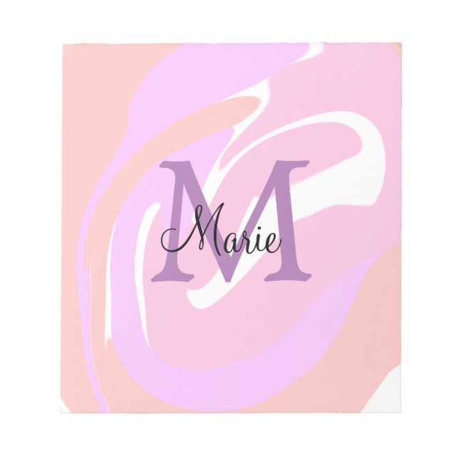 Bloc-note simple minimal ajouter nom monogramme rose rouge a (Devant)