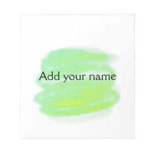 Bloc-note Simple minimal vert jaune ajoutez votre nom aquare