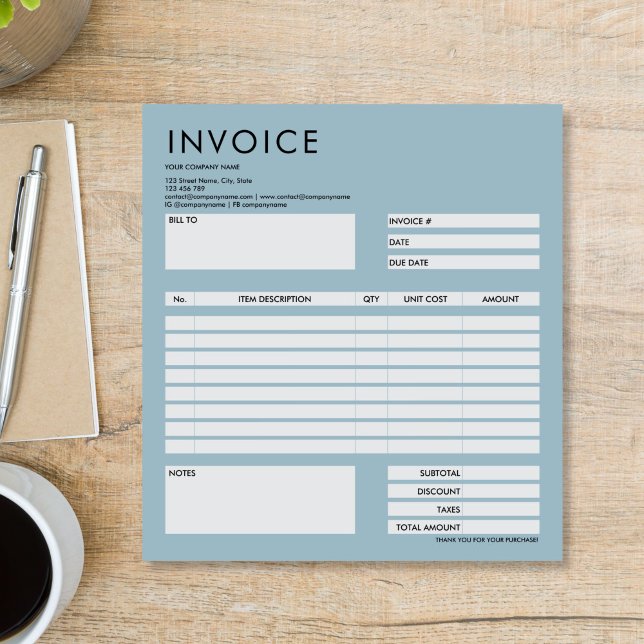 Bloc-note Simple Minimalist Small Invoice Form Business Logo (simple Minimalist Small Invoice Form Business Logo Notepad)