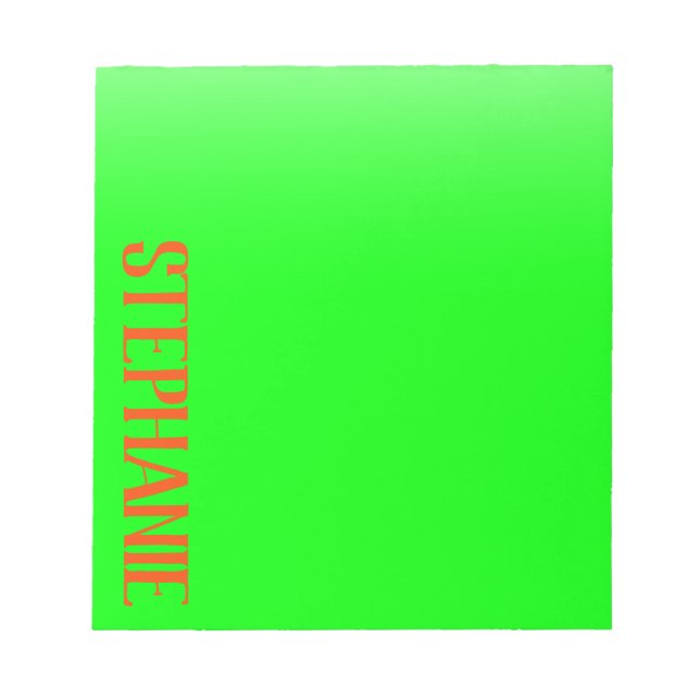 Bloc-note Simple & Modern Lime Green & Orange - Personalized (Devant)