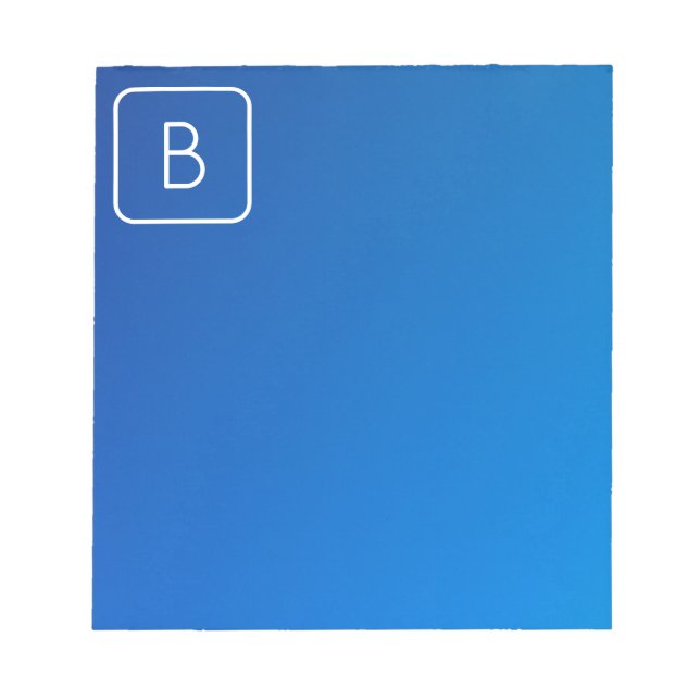 Bloc-note Simple Moderne Dégradé Ombré Bleu & Monogramme (Devant)