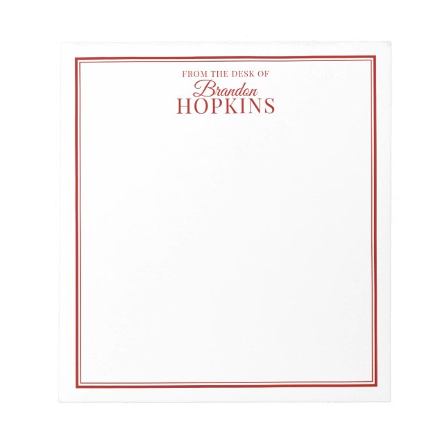 Bloc-note Simple moderne du bureau de script rouge (Devant)