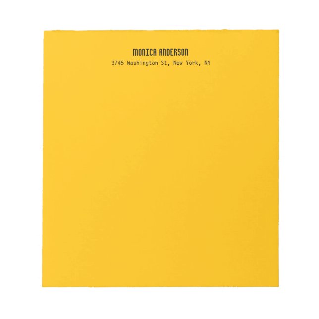 Bloc-note Simple Moderne Élégant Professionnel Jaune Ambre (Devant)