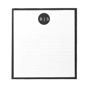Bloc-note Simple moderne minimaliste noir Cercle blanc Monog