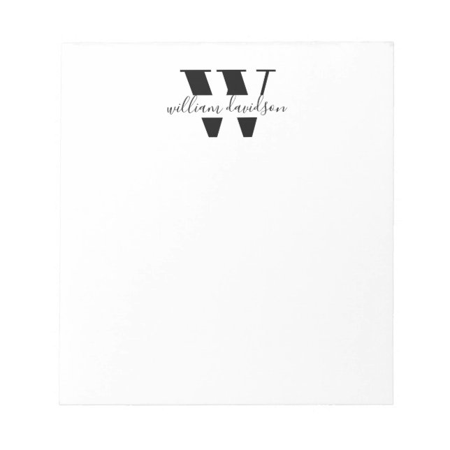 Bloc-note Simple moderne Monogramme Professionnel (Devant)