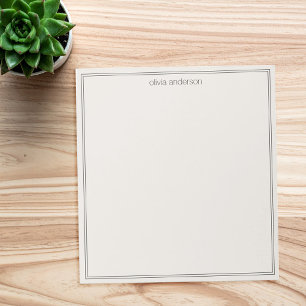 Bloc-note Simple moderne noir ivoire deux bordures Monogramm