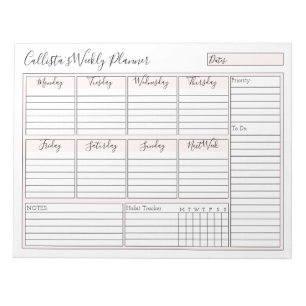 Bloc-note Simple moderne rose blanc planificateur hebdomadai