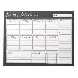 Bloc-note Simple moderne rose noir planificateur hebdomadair