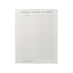 Bloc-note Simple Moderne Weekly Habit Tracker Tearaway Bloc-